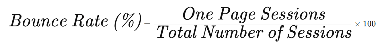 Formula for Bounce Rate (%)