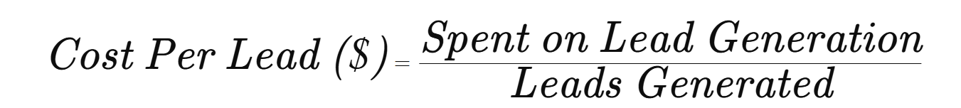 Formula for cost per lead: Cost Per Lead ($)