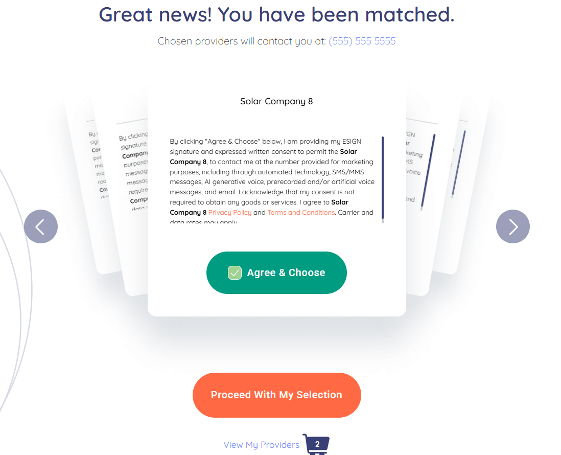 Custom consent lead generation form example 