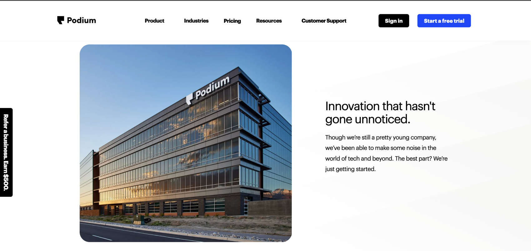 Podium lead management platform handling web-chat inquiries from high-intent lead buyers and partners.