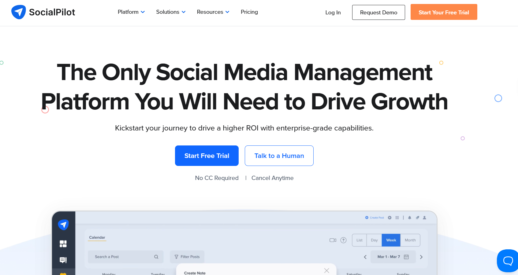 SocialPilot social media scheduler managing LinkedIn posts regarding affiliate traffic quality and network updates.