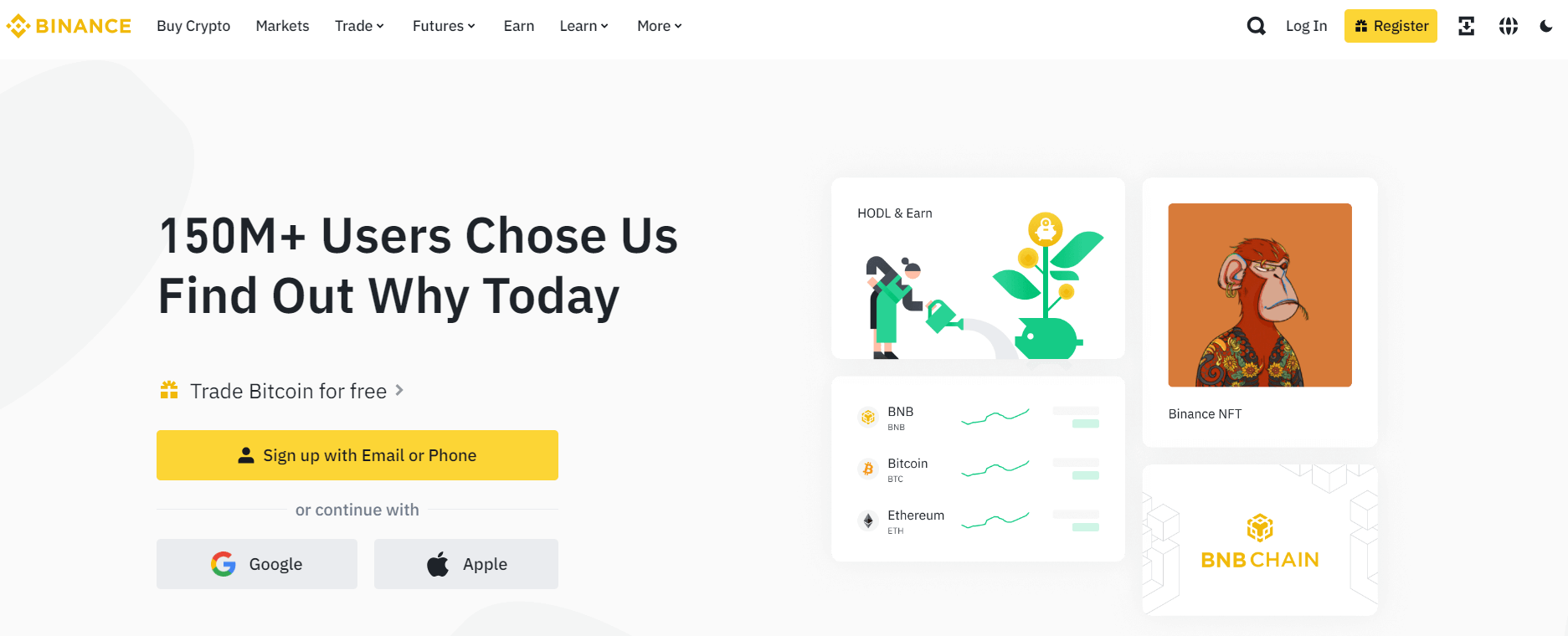 Binance homepage