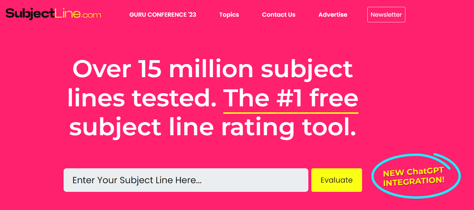 SubjectLine homepage