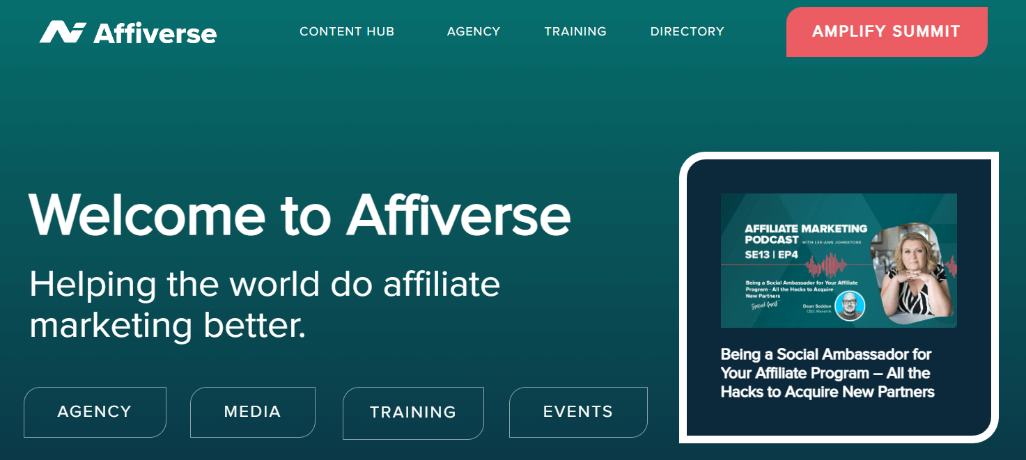 Affiverse homepage