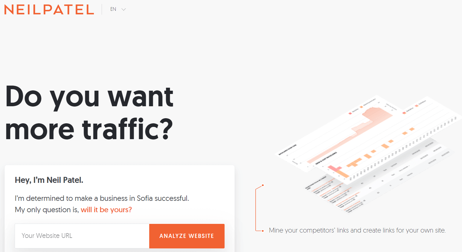 Homepage of Neil Patel's website