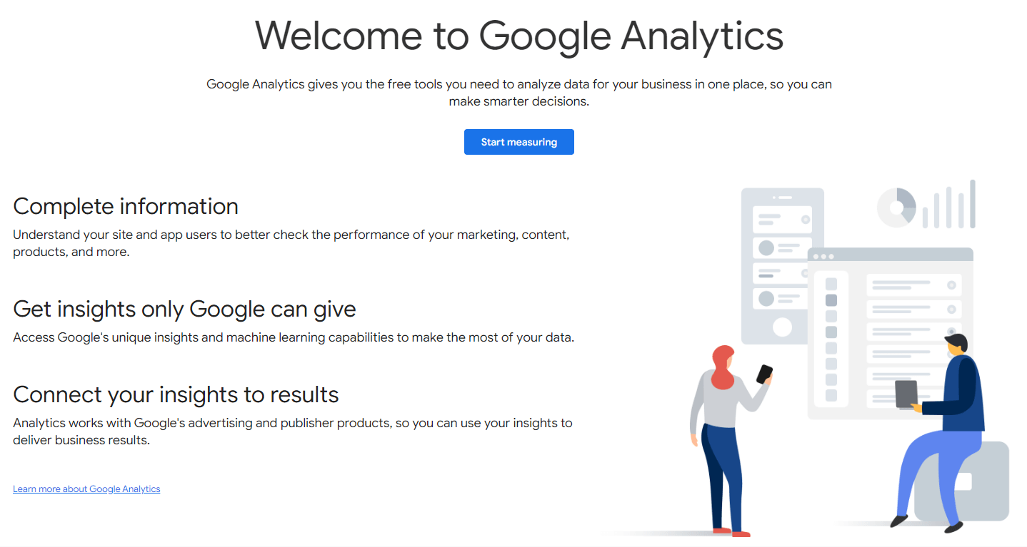 Google Analytics page, an SEO tool used in traditional and affiliate marketing