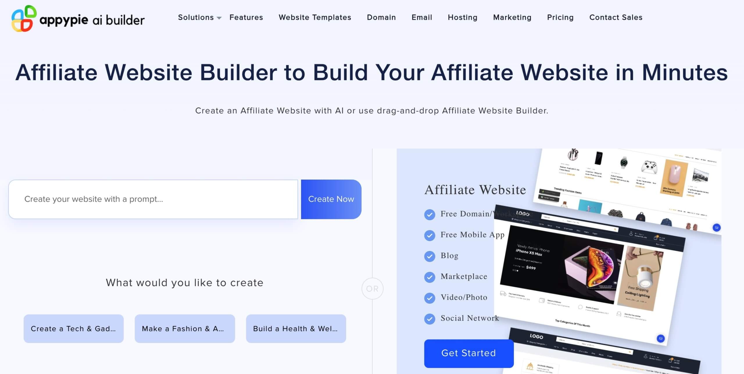 appypie - affiliate website builder