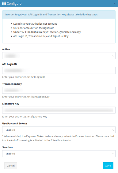 Automating payments with Authorize.net and Books360, step 3