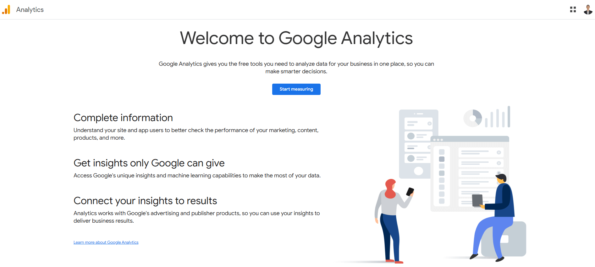 Google Analytics 4 homepage, a free website visitor tracking platform