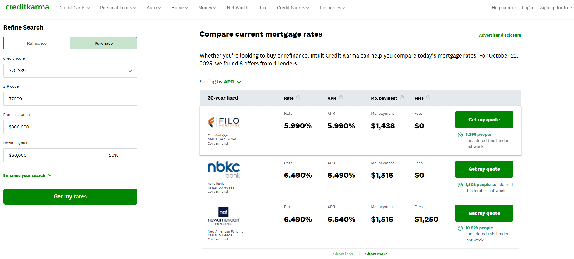 Credit Karma page, a platform where you can expose your company to mortgage borrowers
