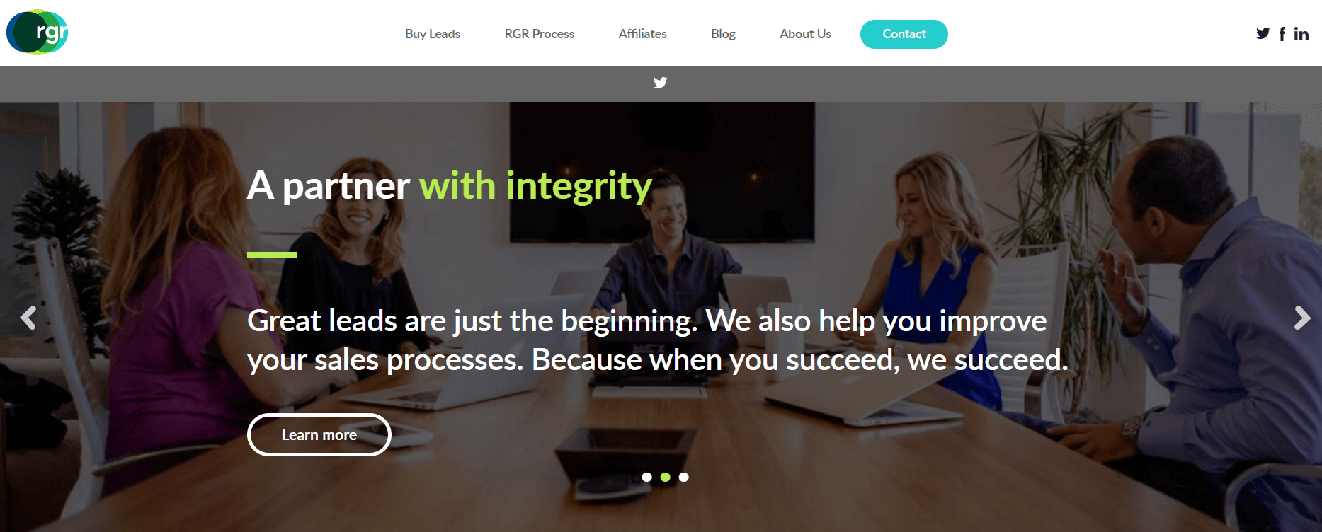 RGR Marketing page, a website where you can purchase mortgage leads