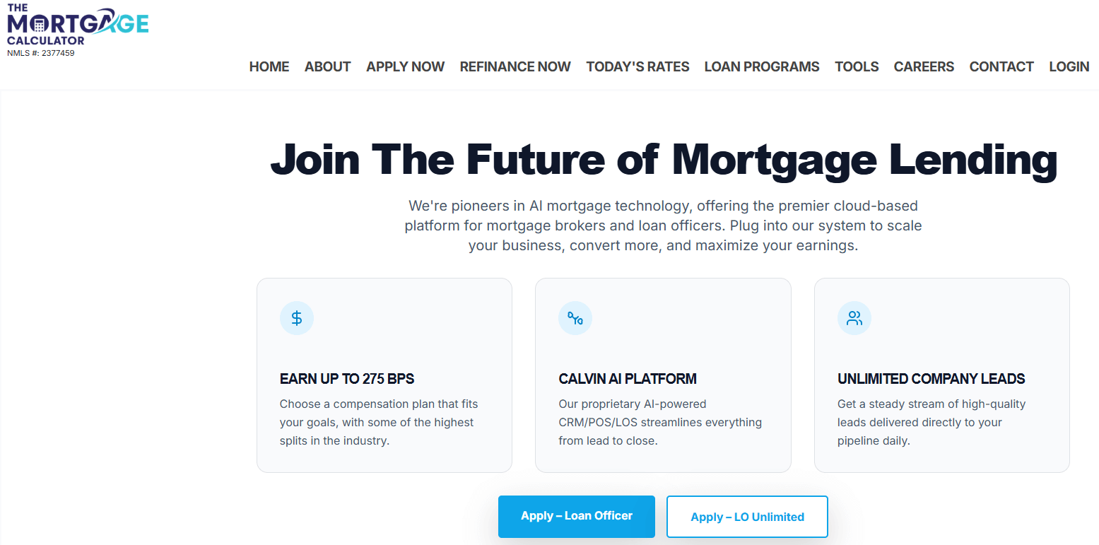 The Mortgage Calculator page, a mortgage lead generation platform that can help you acquire purchase-ready borrowers
