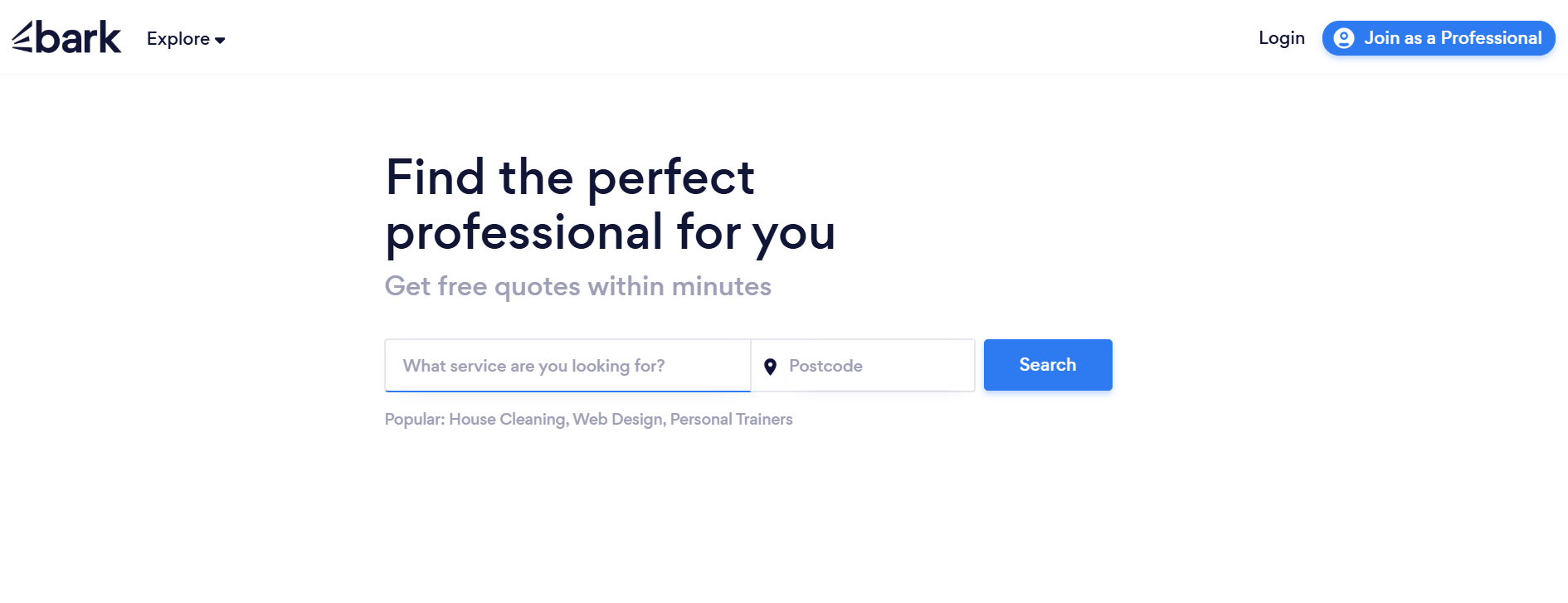 Bark homepage featuring lead generation and marketing solutions for HVAC and home improvement businesses