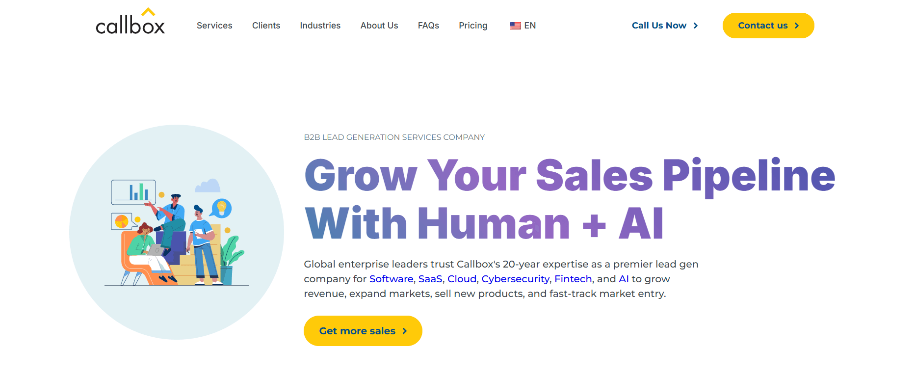 Callbox homepage featuring lead generation and marketing solutions for HVAC and home improvement businesses