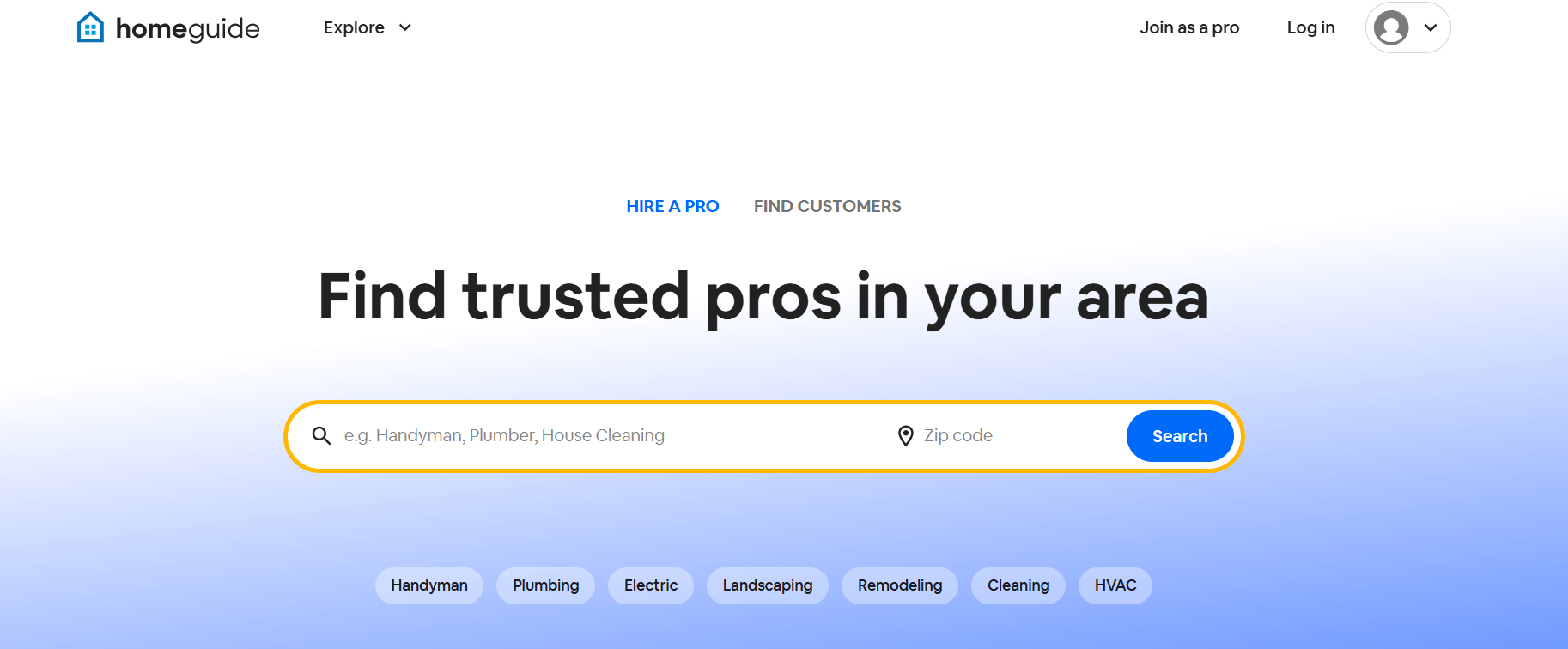 HomeGuide homepage featuring lead generation and marketing solutions for HVAC and home improvement businesses