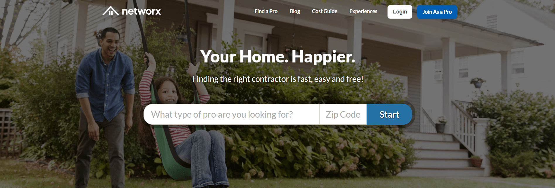 Networx homepage featuring lead generation and marketing solutions for HVAC and home improvement businesses