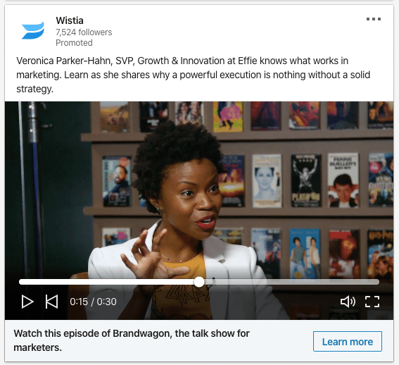 Screenshot of LinkedIn video ads