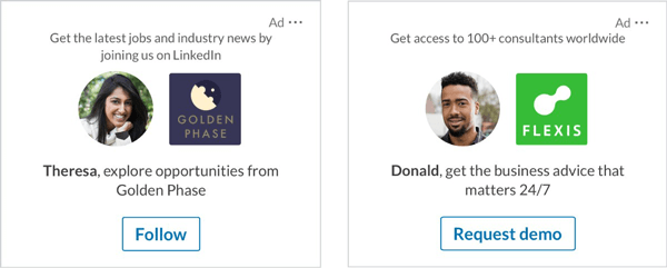 Screenshot of LinkedIn spotlight ads