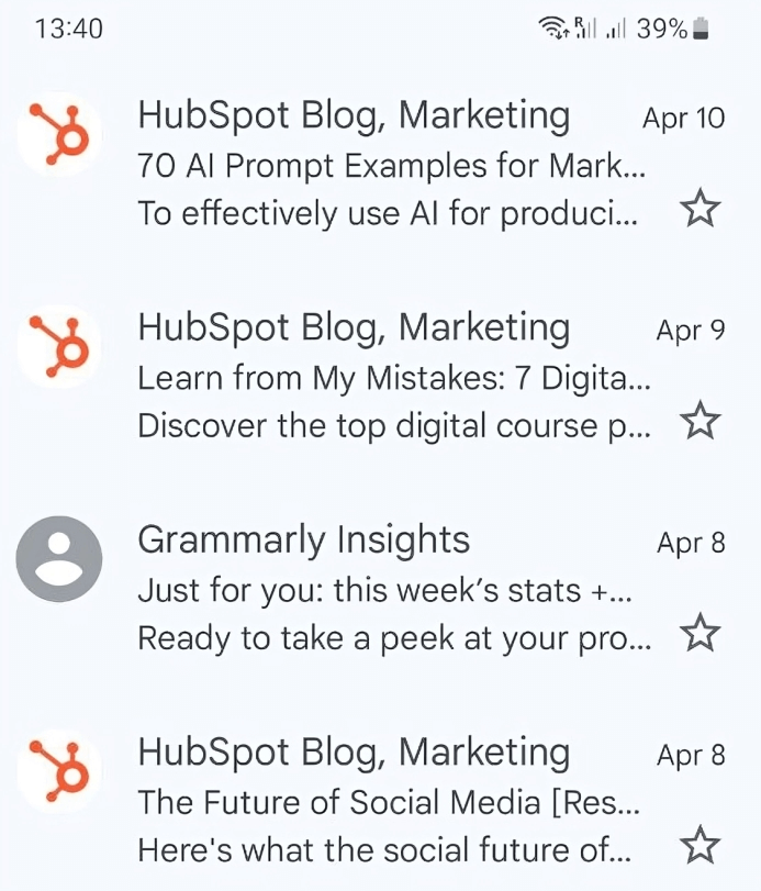 An inbox featuring BIMI-optimized emails