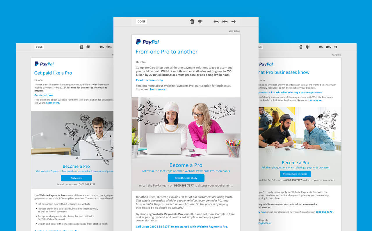 PayPal's personalized content email examples