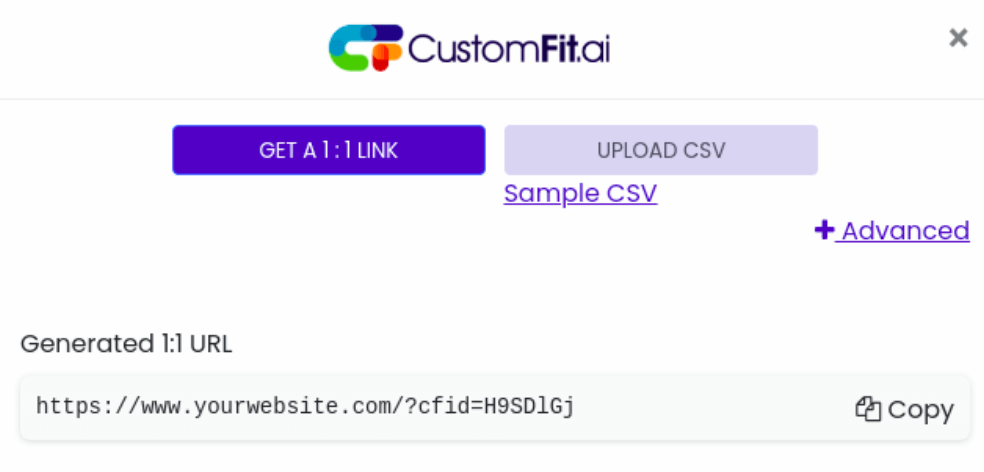 A screenshot showcasing the ability of CustomFit to guide prospects though the mapped-out customer journey.