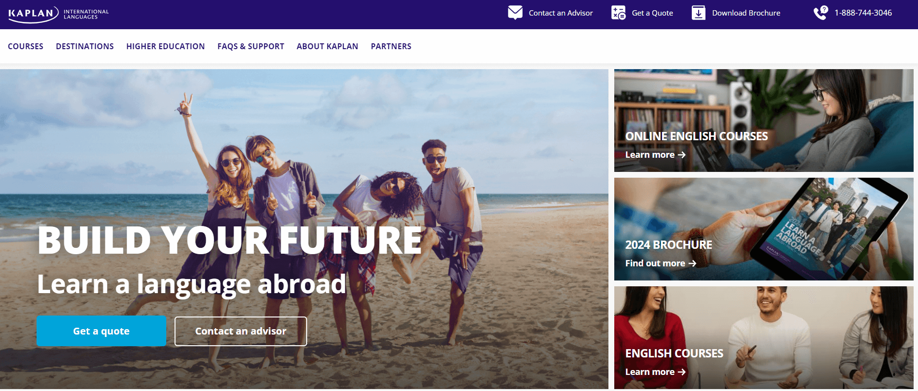 Kaplan homepage - an online learning platform that provides an affiliate program