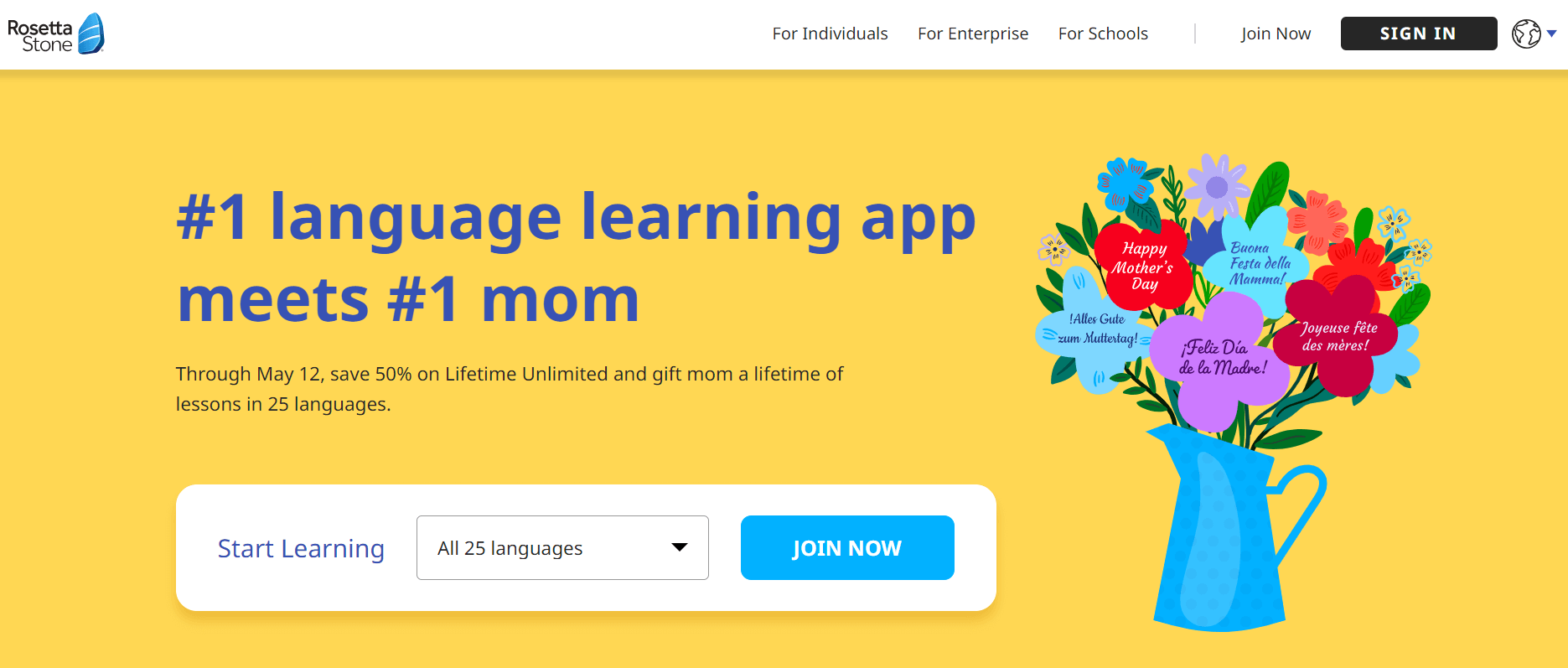 Rosetta Stone homepage - an eLearning platform that runs an affiliate program