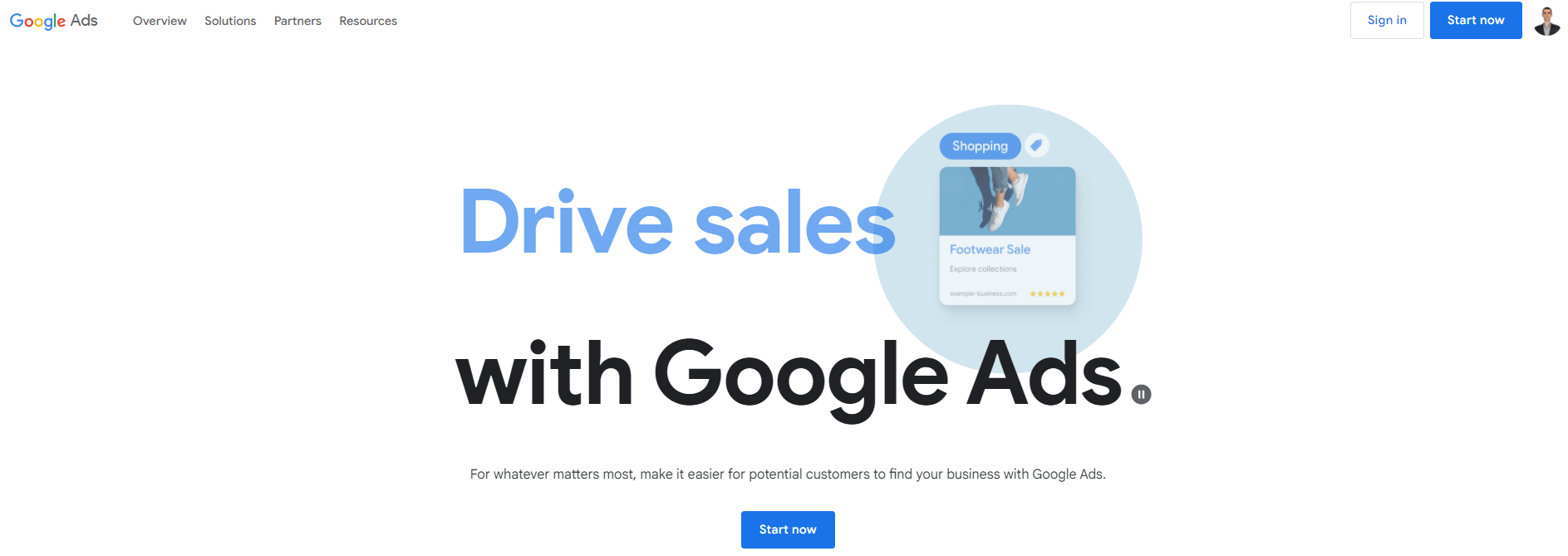  Google Ads homepage