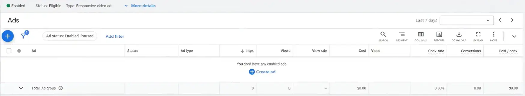 Creating video ads when setting up YouTube pay per call advertisement in Google Ads
