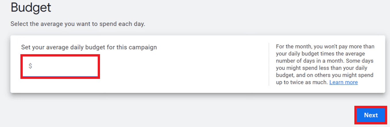 Setting the budget for your Call-Only ads campaign