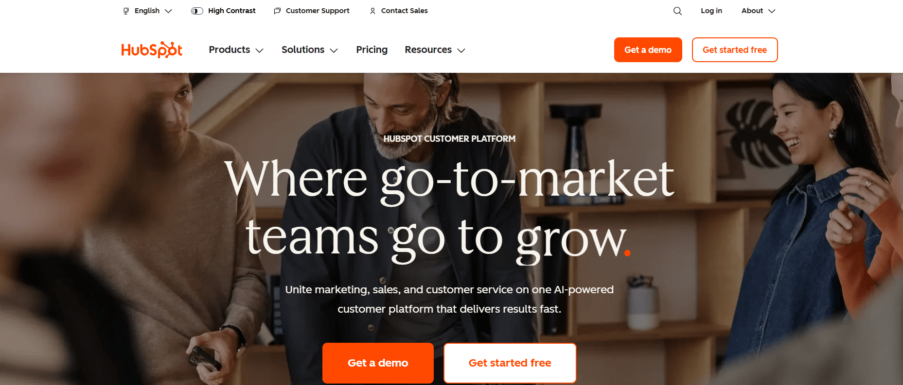 HubSpot homepage, an enterprise-grade platform for lead and phone call tracking, distribution, and analytics