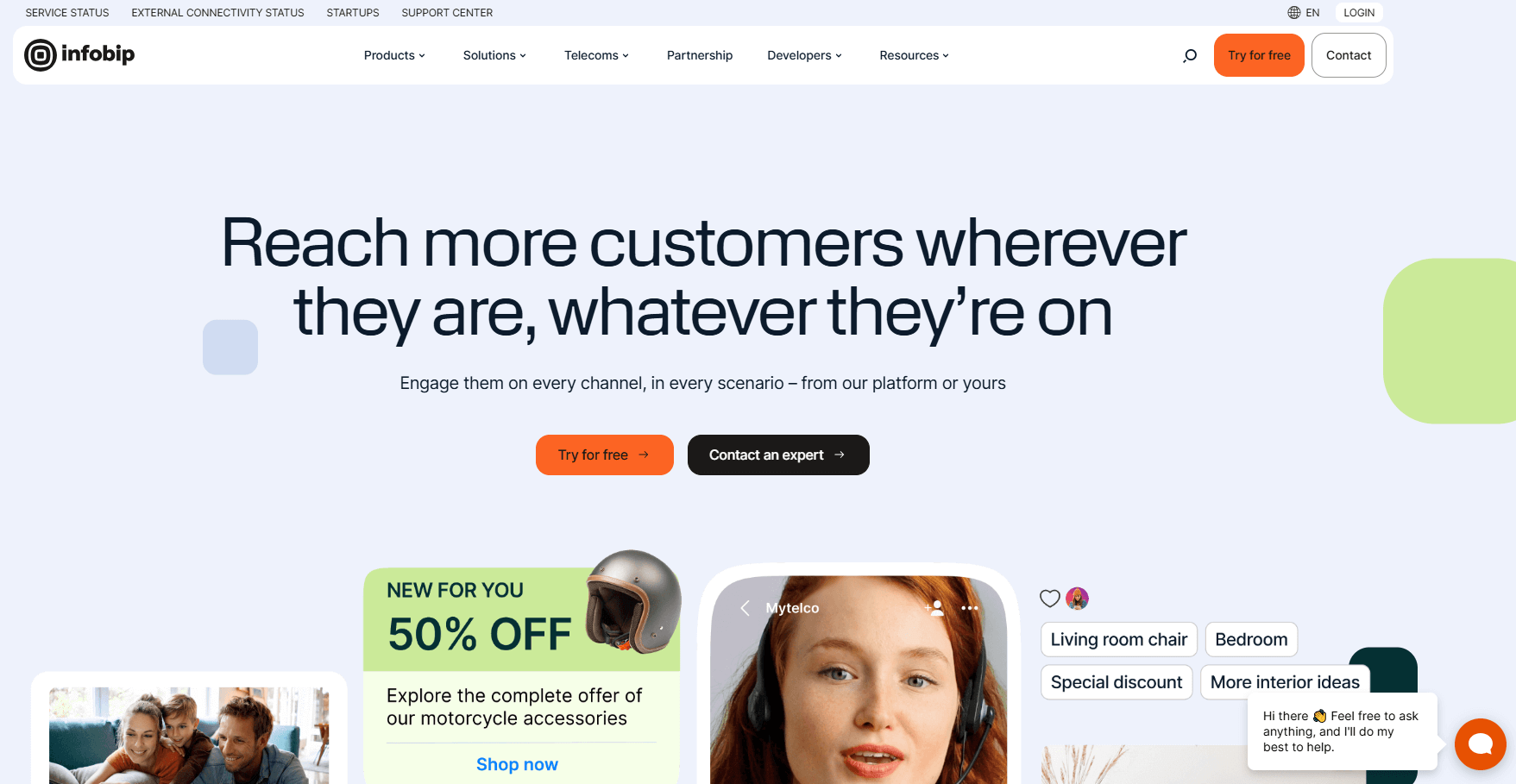 Infobip homepage, a comprehensive conversational AI platform