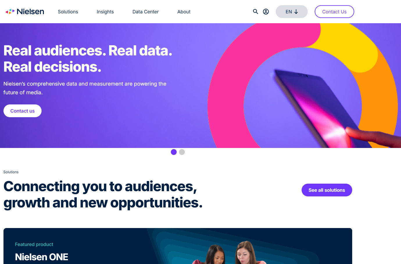 Nielsen homepage, an IP lookup and fraud prevention solution