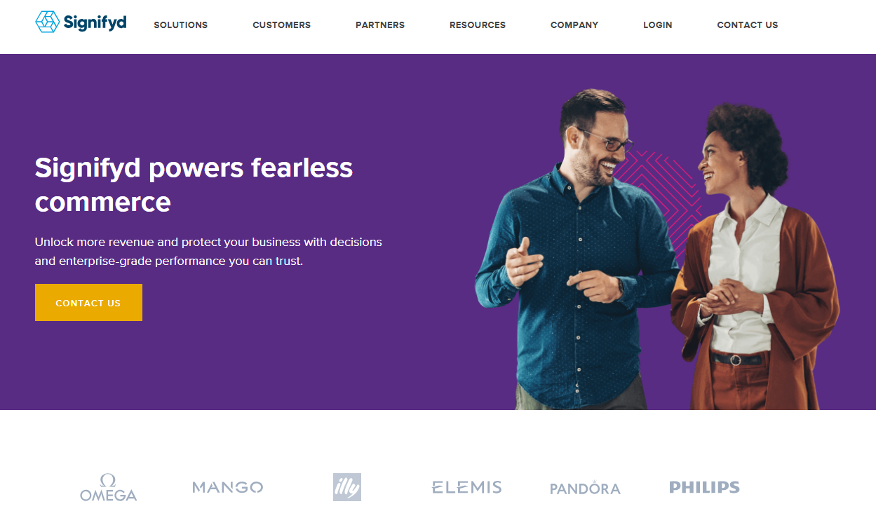 Signifyd homepage, a IP lookup and ecommerce fraud protection solution