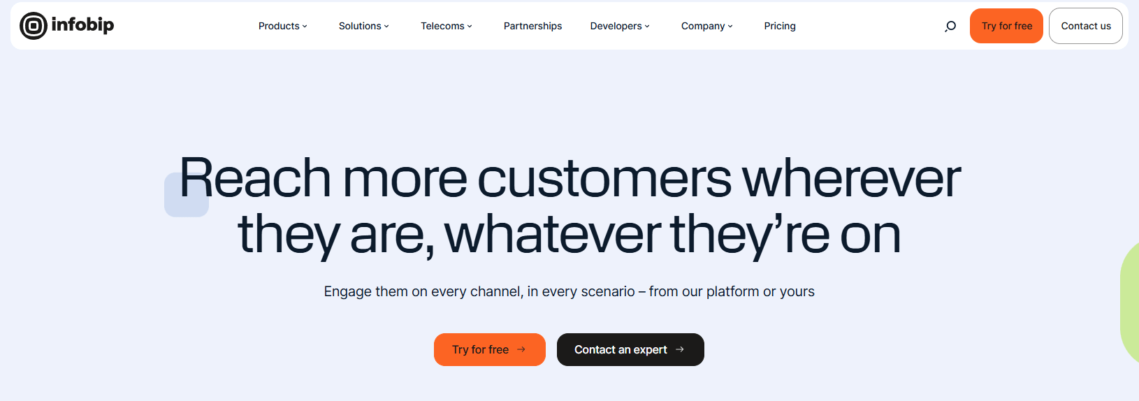 Infobit home page, where you can browse a website, try the solution for free, or contact support 