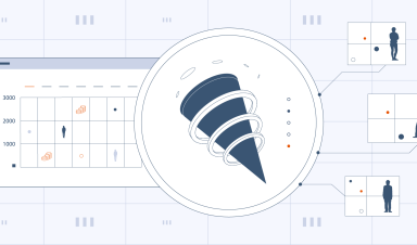 An abstract representation of an affiliate funnel and users at its different stages