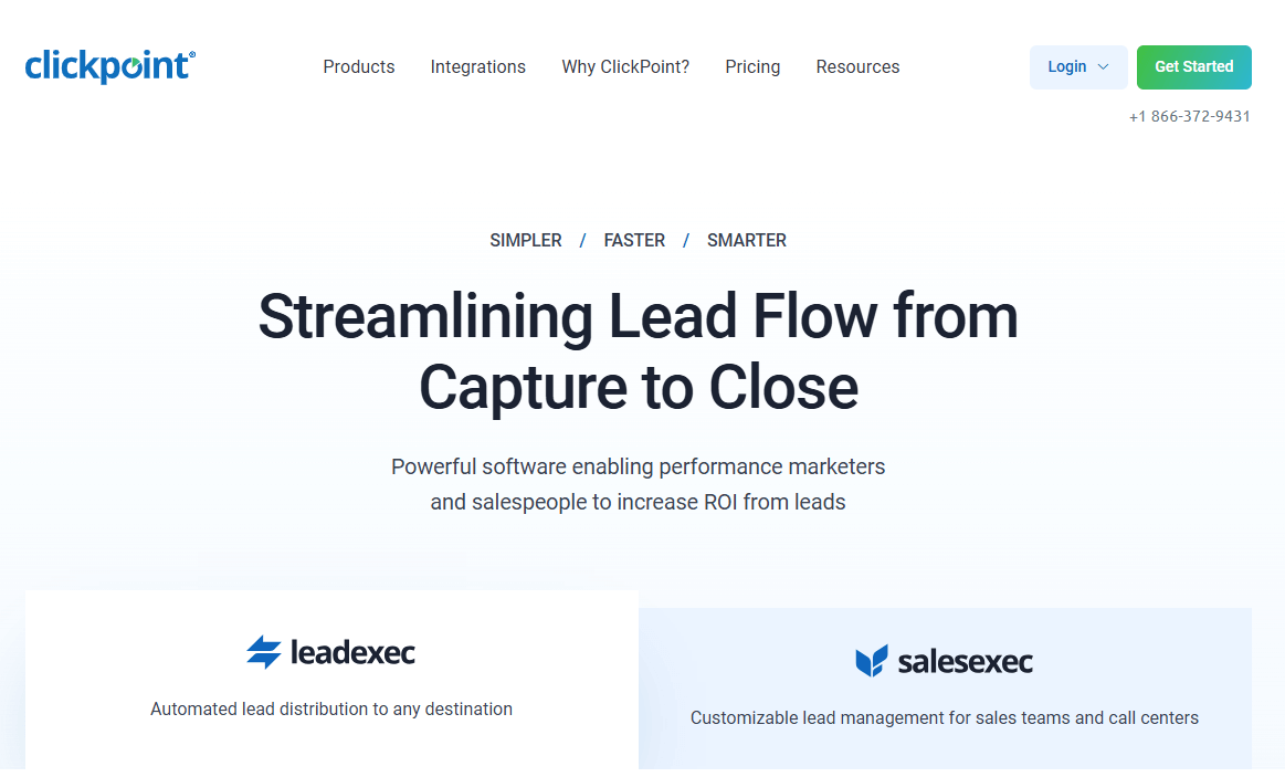 ClickPoint, a lead management platform with pay-per-call functionality
