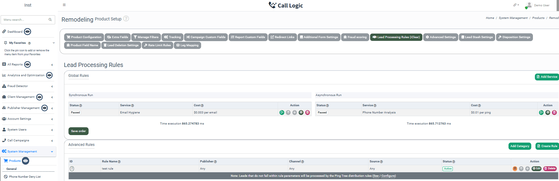 The iClear module within Call Logic, allowing real-time phone call screening
