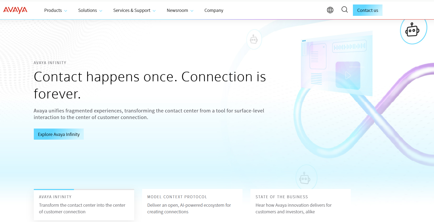 Avaya homepage, an enterprise-grade CPaaS platform
