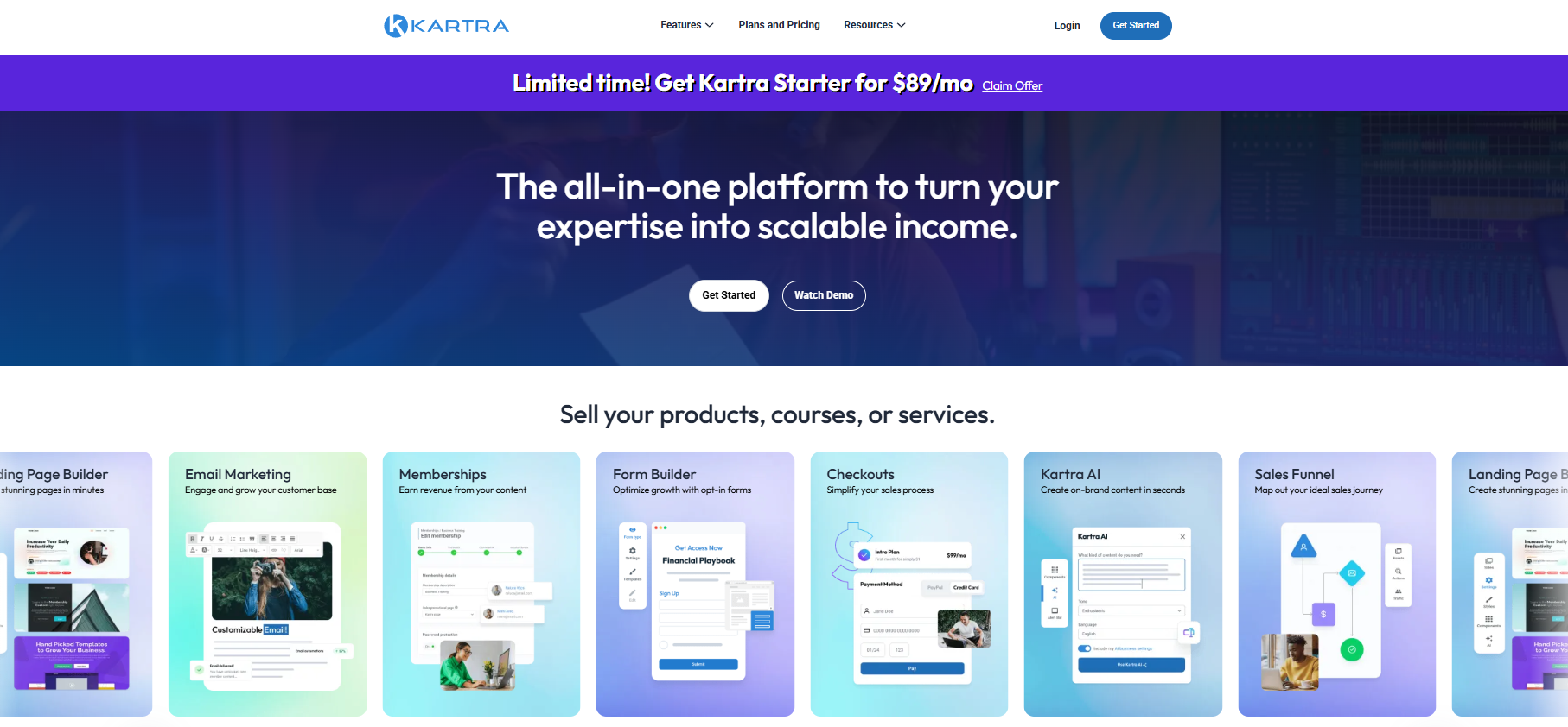 Karta homepage, where users can explore the range of the platform's features, watch a demo, and get started.