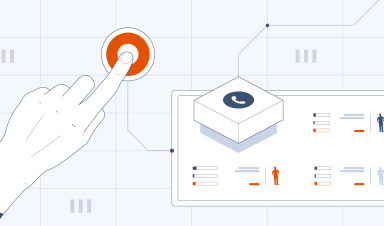 A hand exploring a data point from an abstract call tracking panel