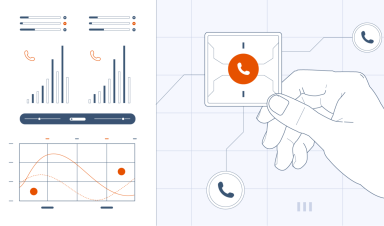 An abstract representation of pay per call marketing, where a marketer examines inbound call metrics.