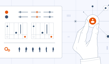 An abstract representation of pay per lead marketing, where an expert's hand tracks a lead and adjusts campaign settings correspondingly