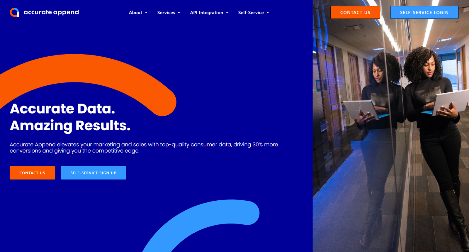 Accurate Append data append and lead validation platform homepage