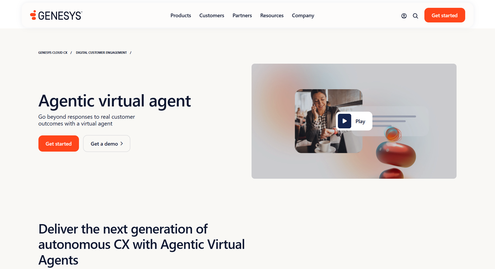 Genesys homepage. AI-driven experience orchestration and omni-channel customer journey platform.
