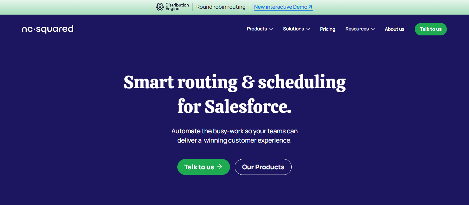 NC Squared homepage, where users can explore the platform's routing capabilities and connect with an expert