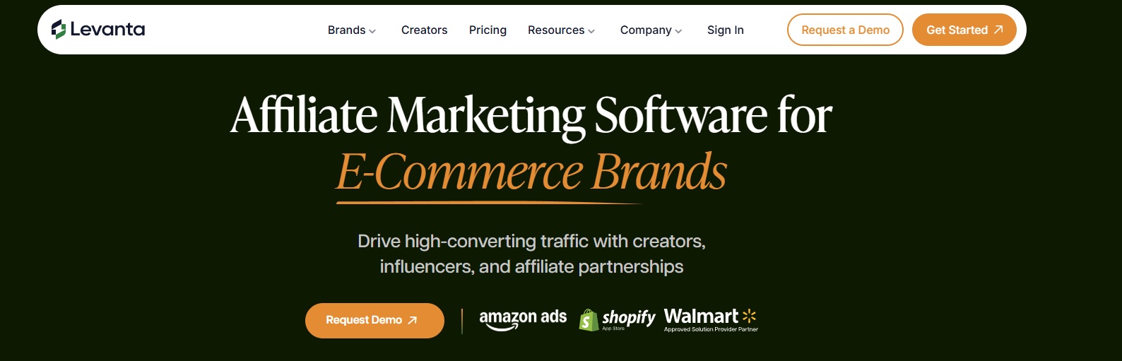 Levanta homepage, an affiliate marketing software ecommerce, including Amazon sellers