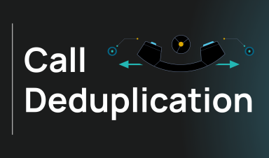 A cover image for the "Call Deduplication" topic on Phonexa's Glossary, showing a phone receiver