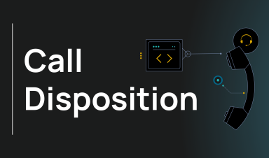 Call disposition illustration with phone handset, headset, and code icons