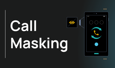 Call masking illustration showing a smartphone with a call-routing icon and a hidden-visibility symbol, representing anonymized phone connections